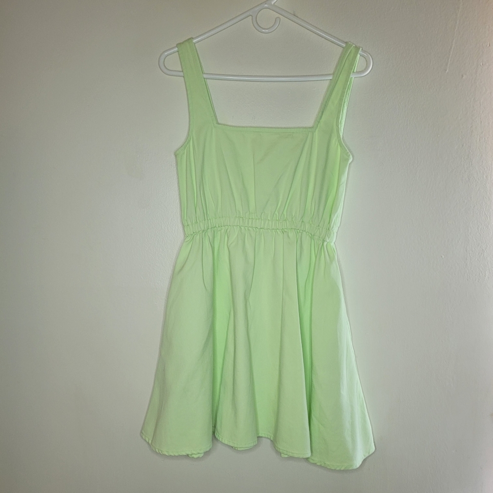 ASOS DESIGN Denim Dress Women's Size 4 Green Square Neck Skater Flirty  Fun Cute